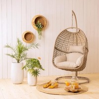 Luxury Rattan Hanging Egg Chair with Stand Indoor Outdoor Swing Seat Comfort