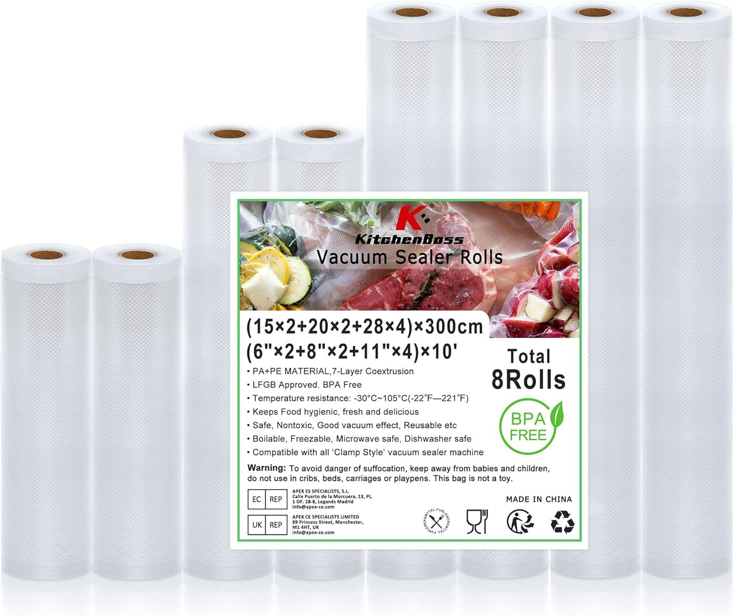 Sacchetti Sottovuoto Alimenti Rotoli Goffrati per Sous Vide e Freezer