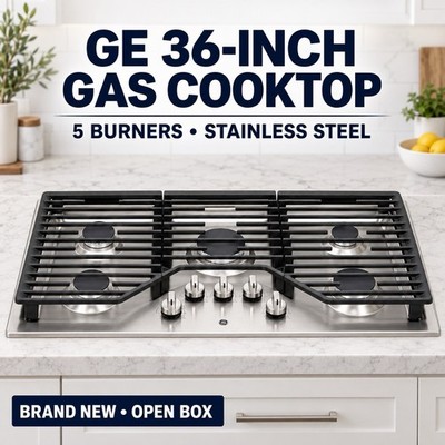 GE JGP5036SLSS 36'' Stainless 5 Burner Built-In Gas Cooktop - Silver