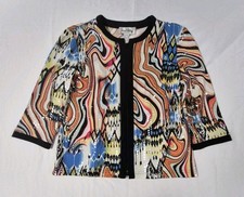 Joseph Ribkoff Zip Front Blazer Colorful Glossy Abstract Print Women's Jacket 12