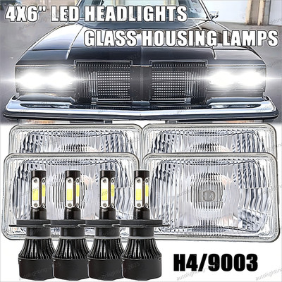 4pcs 4x6'' Led Headlight Hi/Lo Beam For 1980-1988 Oldsmobile Cutlass Ciera H4