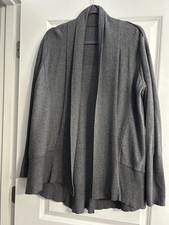 Gray Open Front Long Sleeve Cardigan Sweater for Women
