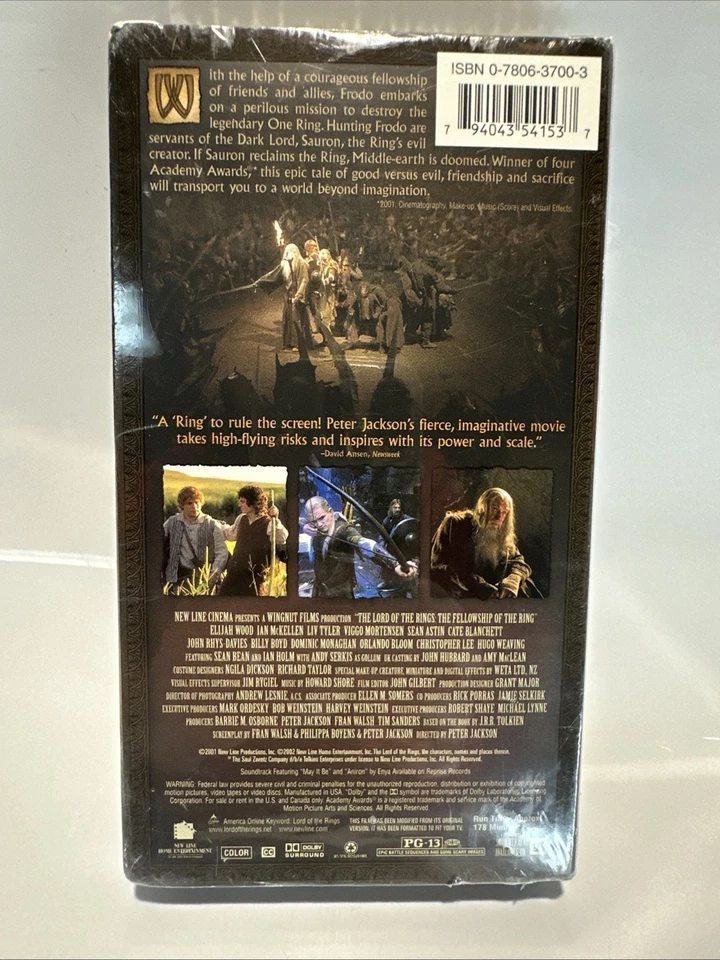 Lord of the Rings 1 Fellowship Of The Ring, New Factory Sealed VHS - Image 4 of 4