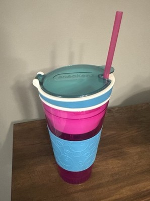 Snackeez  2 in 1 Drink & Snack Cup blue/pink - As Seen TV-used but GC