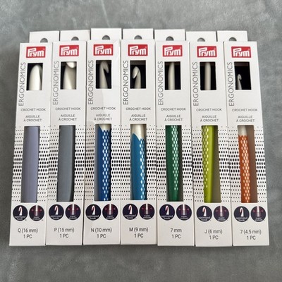 PRYM Ergonomics Crochet Hook Set of 7  Lot SEALED NEW Q-P-N-M-J -7mm Multicolor