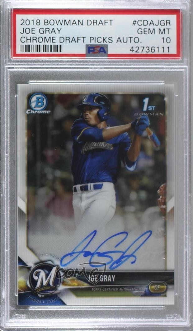 2018 Bowman Draft Chrome Pick Joe Gray #CDA-JGR PSA 10 GEM MT Auto 6a7
