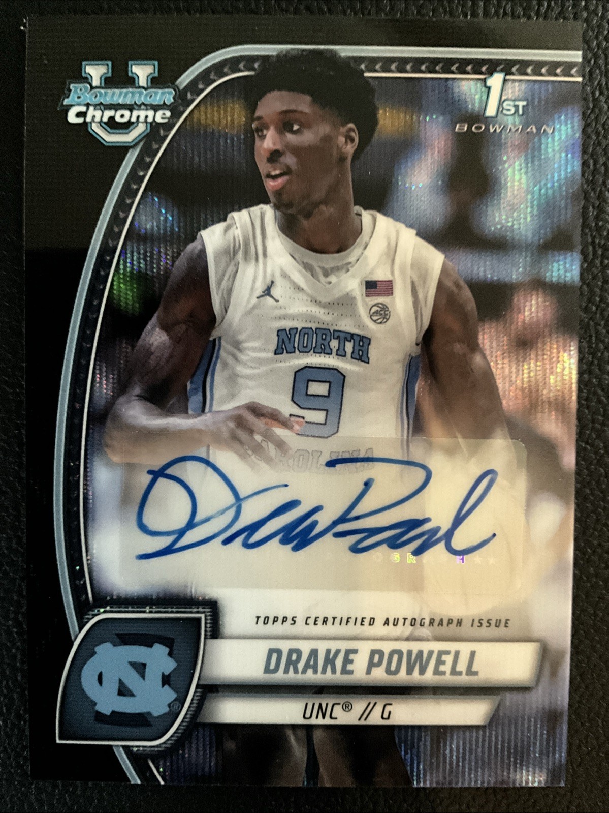2024-25 Bowman University Chrome Prospect Autographs Drake Powell #69 Black Wave