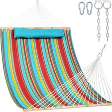 Lazy Daze Hammocks 12 FT Quilted Fabric Double Hammock with Spreader Bars and De