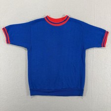 Vintage 60s 70s Ringer Sweatshirt Sz M Creslan Casual Short Sleeve Raglan