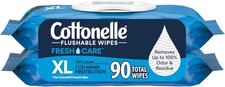 Cottonelle XL Flushable Wet Wipes Adult Large 2 Flip-Top Packs 45ct 90 Total