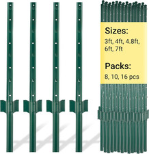 Fence Posts 3 Ft - 8 Pack, Heavy Duty Metal Fence Post, No Dig U Post for Farm,