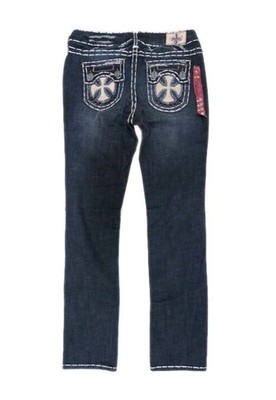 Vtg Laguna Beach BOHO CROSS Jeans Super Thick Stitch Fleur-De-Lis Hardware 31X37