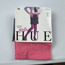 Hue Girls Opaque Tights Size S Small 4-6 Ocean Rose Pink