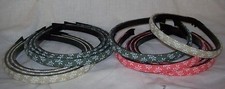 6 NEW Plastic Headbands SOLID FABRIC WITH FLORAL PRINT