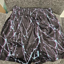 Raskol Gym Shorts Extra Small Adult Black With Teal & Purple