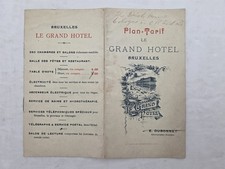 c1900 ancien GRAND HOTEL BRUXELLES BELGIQUE AD voyage PLANS D'ÉTAGE TARIFS CHAMBRES