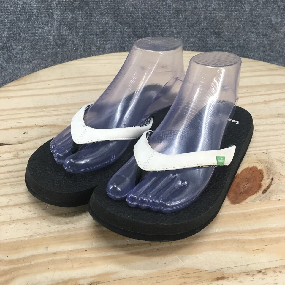 Sandalias Sanuk para mujer 7 Yoga Serenity 4 chanclas sin cordones 1015923 blancas negras Foto 3 de 4