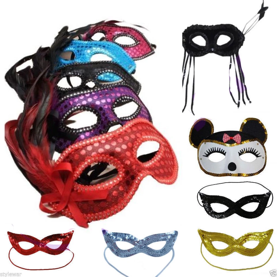 WICKED FUN FANCY DRESS PARTY SEQUIN MASK FACE EYE FEATHER Hen Nigt Stag Do SUPER HERO MASKS