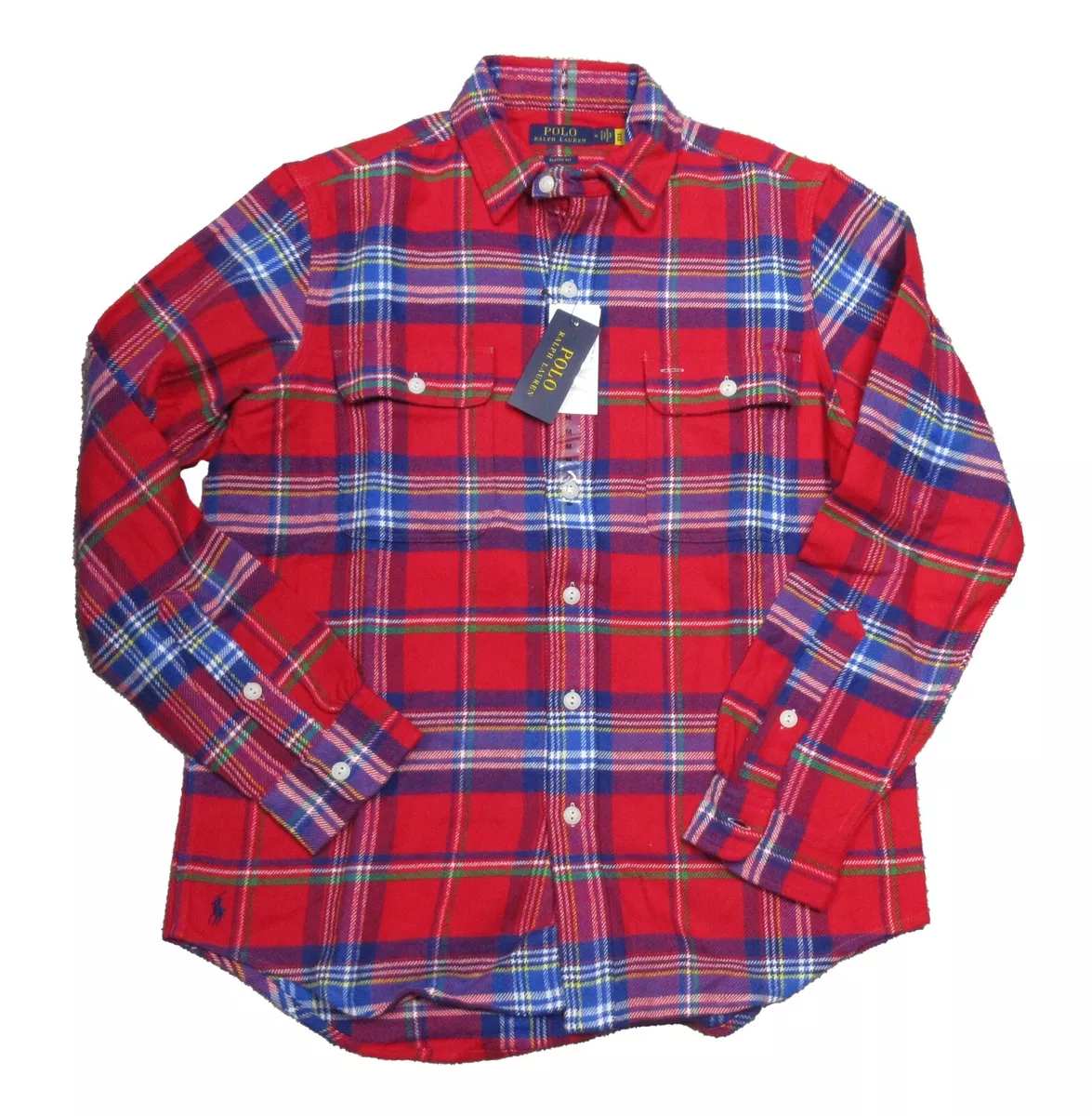 Timberland Heavy Flannel Check Long Sleeve Shirt Purple M Man