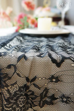 14X120 Inch Black Lace Table Runner Embroidered Vintage for Wedding Party Decor