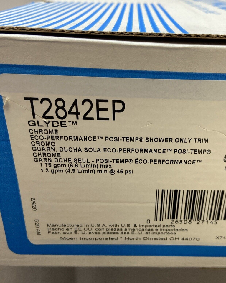 MOEN Kit De Garniture De Vanne Posi-Temp Voss à Poignée Unique En Chrome Vanne Non Comprise