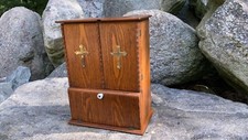 Antique Catholic Last Rites Sick Call Box? Crucifix Oak Wood 