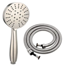 High Pressure 3-Setting Brushed Nickel Face Handheld Shower Head with Hose Set