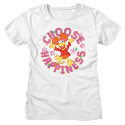 Fraggle Rock Flowers Red Choose Happiness 80's Puppeteer Cartoon Women's T Shirt