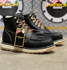 MENS PATRON BOTAS DE TRABAJO MOC TOE GENUINE LEATHER WORK BOOTS SOFT TOE LACE UP