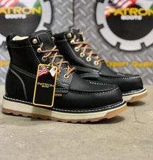 MENS PATRON BOTAS DE TRABAJO MOC TOE GENUINE LEATHER WORK BOOTS SOFT TOE LACE UP