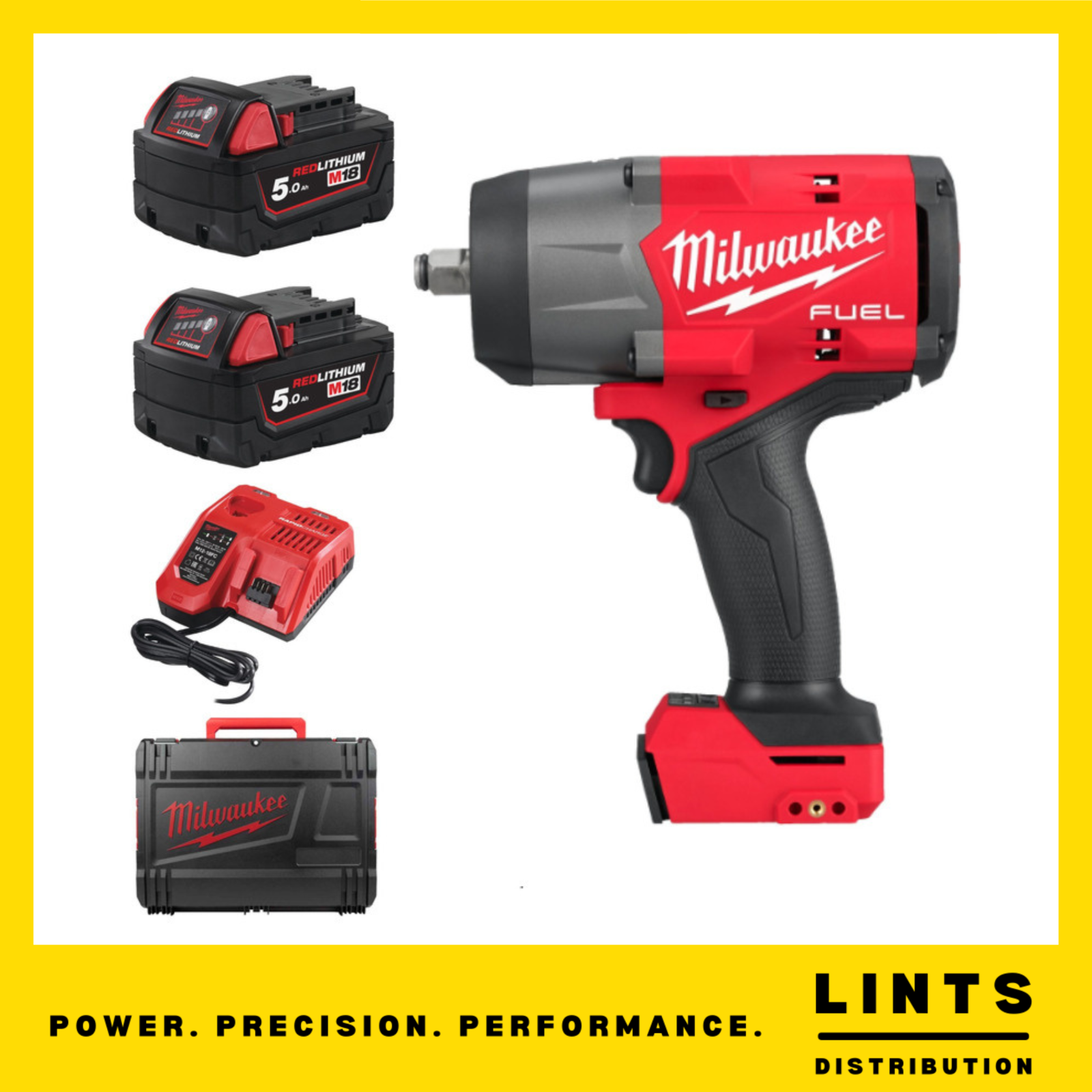 Milwaukee M18FHIW2F12-502X 18v Fuel 1/2"" High Torque Impact Wrench 2 Batteries