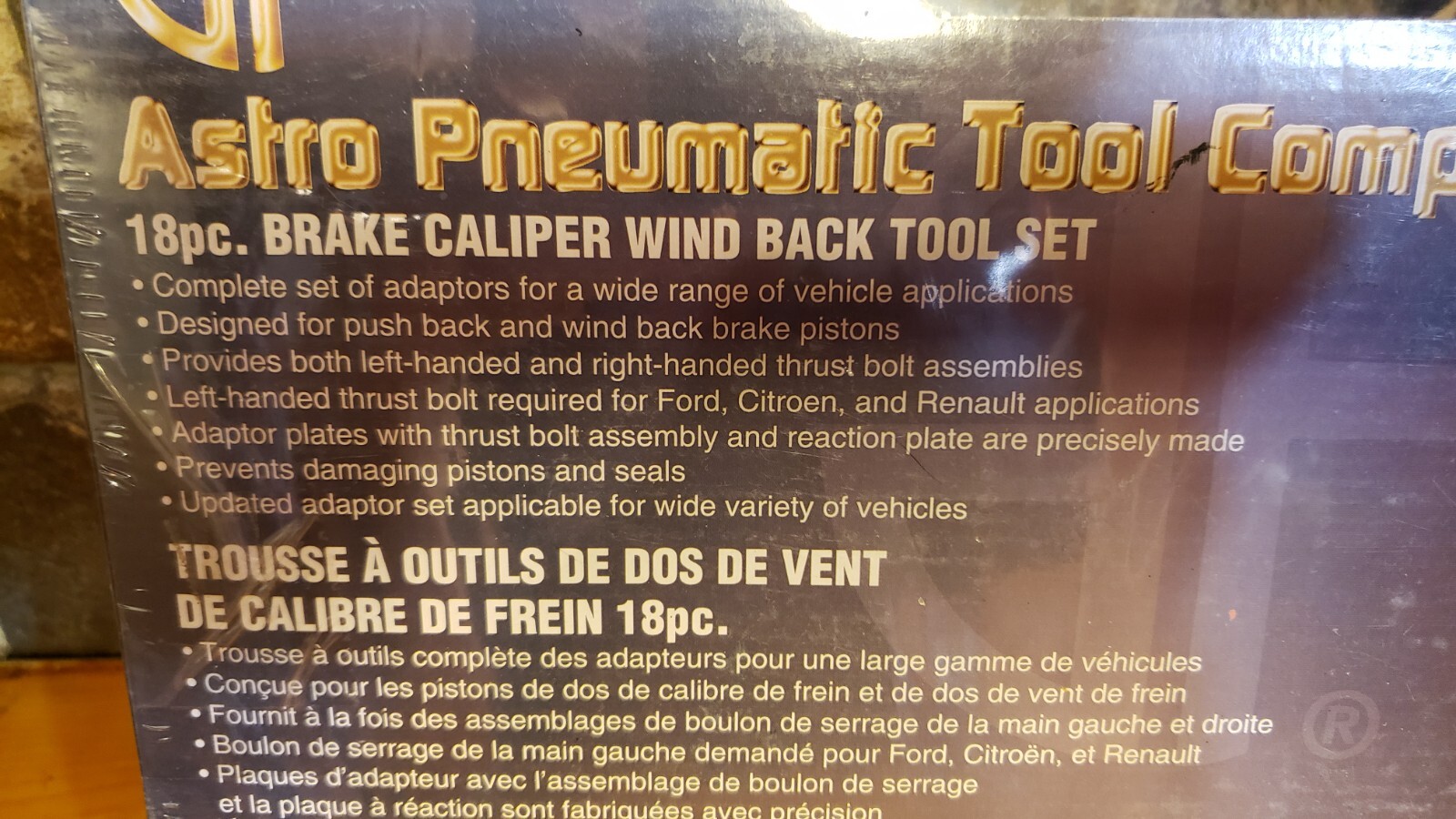 Astro Pneumatic 78618 18pc Brake Caliper Wind Back Tool Set for sale