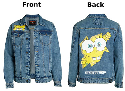 MEMBERS ONLY スポンジボブ　デニムジャケット L Members Only x Nickelodeon Spongebob Squarepants Men's Blue Denim