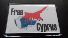 1974 ' 2020 CYPRUS GREECE  FLAG GREEK ISLAND  MAP " FREE CYPRUS "  FRIDGE MAGNET