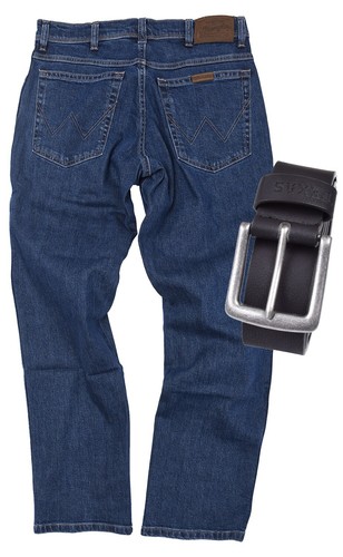 Wrangler Regular Fit Jeans Stretch Herrenjeans Jeanshose Durable inkl. Gürtel - Bild 12 von 80