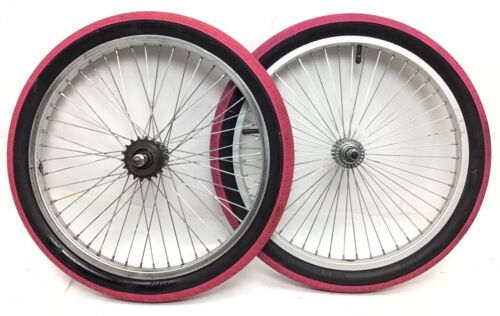 20" Bicycle Wheel Set 48 Spoke Alloy Front Rear Freewheel 1.95" Tires BMX Bike - Zdjęcie 1 z 7