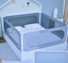 SeseYii Baby Bed Rail w Safety Y Strap Gray 79" Extra Long w Reinforce Anchor