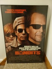 GIANT ALUMINIUM/GLASS FRAMED RETRO FILM MEMORABILIA BANDITS BRUCE WILLIS 101cm