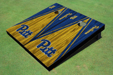 University of Pittsburgh Yellow And Royal Matching Wood Look Triangle Cornhole B