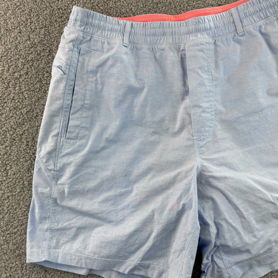 Bird Dogs Shorts Mens Large Blue Lined Orange Logo Drawstring Active