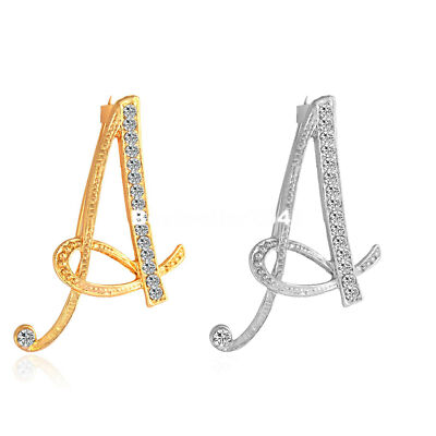 Initial Letter Brooch Pins For Women & Men - 2PCS Gold & Silver Rhinestone Alphabet Pins - View #10