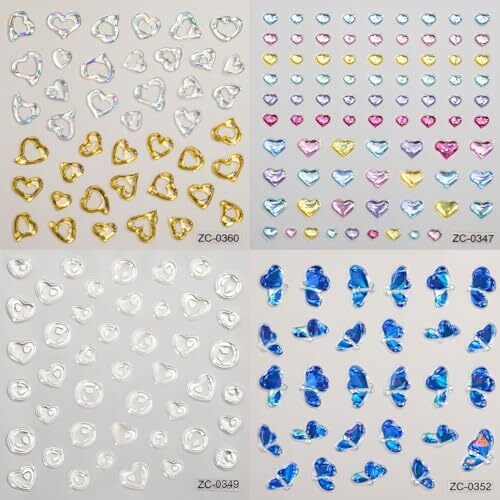 8Sheets Heart Nail Art Stickers 5D Embossed Valentine's Day Nail Stickers for - Picture 6 of 7
