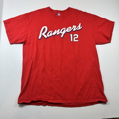 Texas Rangers Baseball T-Shirt #12 Odor Red Size Large