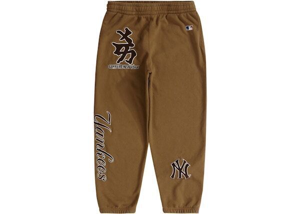 Спортивные брюки Supreme New York Yankees с иероглифами Кандзи Темно-хаки Sz большого размера 33490₽