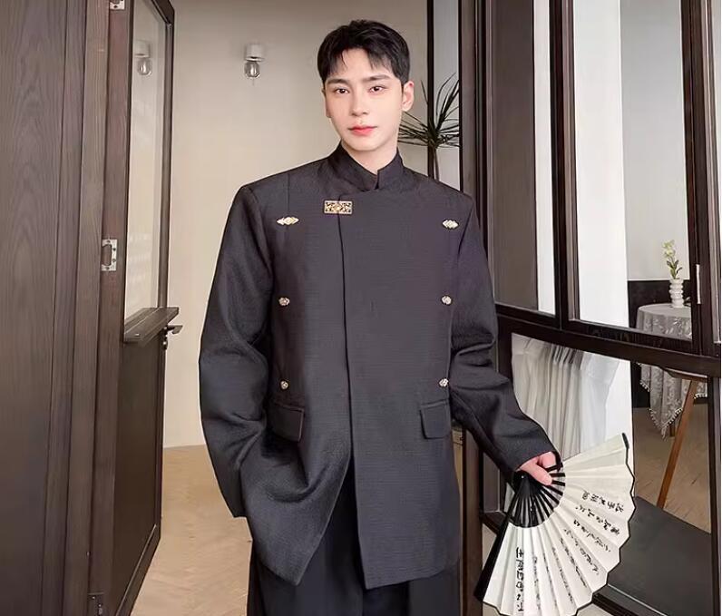 Men's New Fashion Chinese Style Stand Collar Long Sleeve