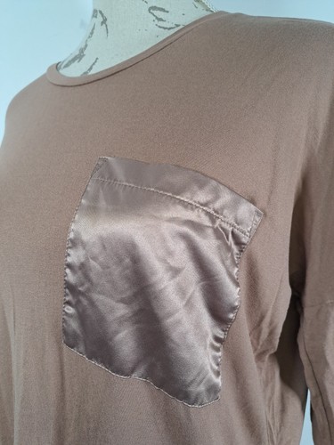 T-shirt KAFFE Ruth marrone manica lunga raso tasca sul petto taglia media - Foto 4 di 13