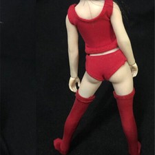 1:12 Scale Red Socks Vest Shorts Stockings Model for Female Action Figure Toys