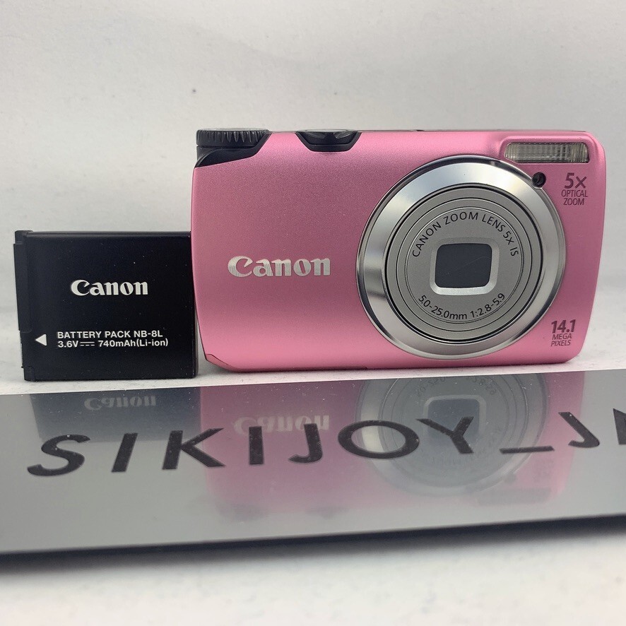 Exc+5] Canon PowerShot A3200 IS Pink 14.1MP Digital Camera Compact