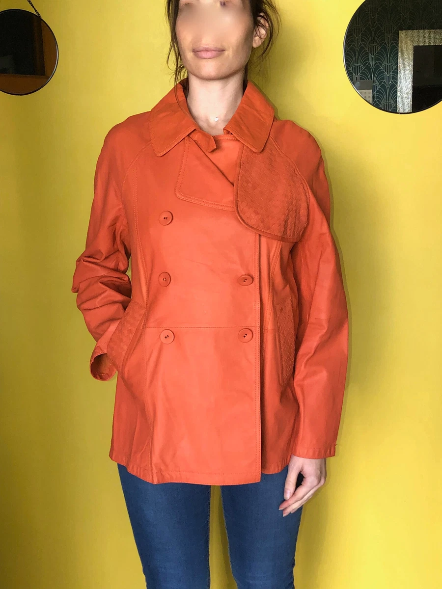 Veste cuir mi longue sale