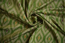 FNC Vintage Sambalpuri Ikat Green Sarees Handwoven Blend Silk Sari Fabric 5 YD